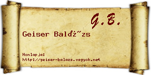 Geiser Balázs névjegykártya